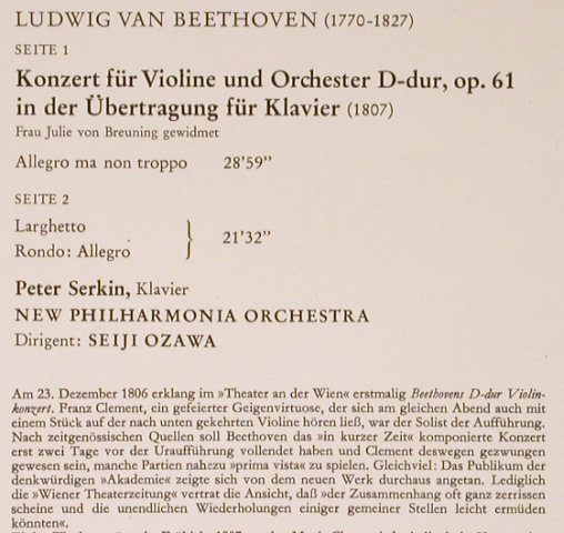 Beethoven,Ludwig van: Klavierkonzert In D op.61a, RCA(26.41130), D, 1970 - LP - L3595 - 9,00 Euro