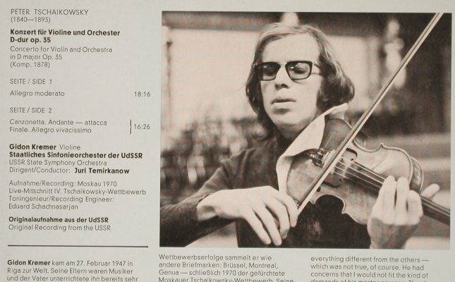 Kremer,Gidon: Tschaikowsky Violinkonzert, Melodia Auslese(89 696 XAK), D,  - LP - L3611 - 7,50 Euro