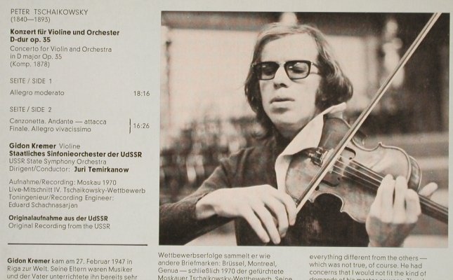 Kremer,Gidon: Tschaikowsky Violinkonzert, Melodia Auslese (89 696 XAK), D Typ: LP Best.-Nr.: L3611 Preis: 7,50 Euro