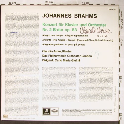 Brahms,Johannes: Klavierkonzert Nr.2 B-dur op.83, Columbia(SMC 91 401), D,  - LP - L3626 - 30,00 Euro