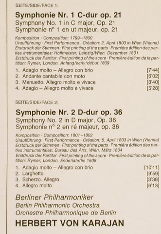 Beethoven,Ludwig van: Sinfonie Nr.1 & 2, D.Gr.(2531 101), D, 1977 - LP - L3641 - 7,50 Euro