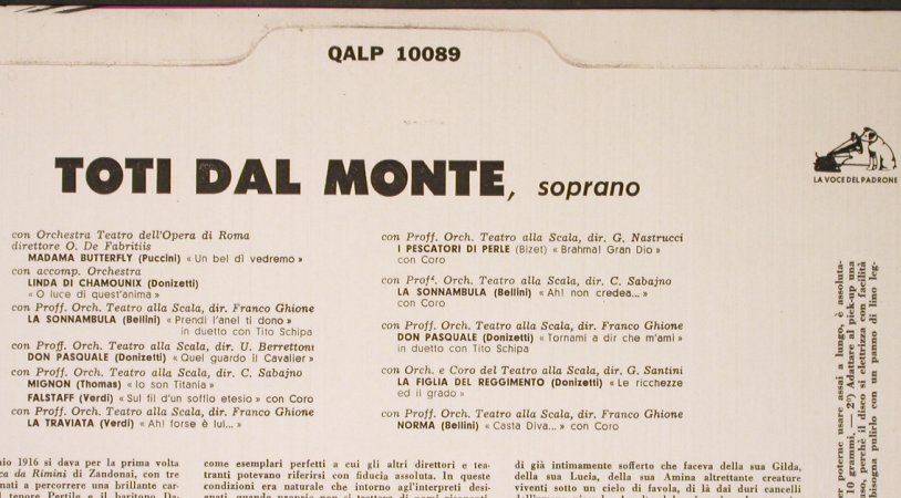 Monte,Toti dal: Recital Operistico,soprano, FS-New, La Voce Del Padrone(QALP 10089), I,  - LP - L3660 - 7,50 Euro
