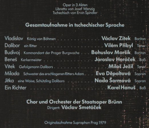 Smetana,Bedrich: Dalibor,Box (tschechisch), Supraphon(301 298-445), D, 1979 - 3LPQ - L3669 - 9,00 Euro