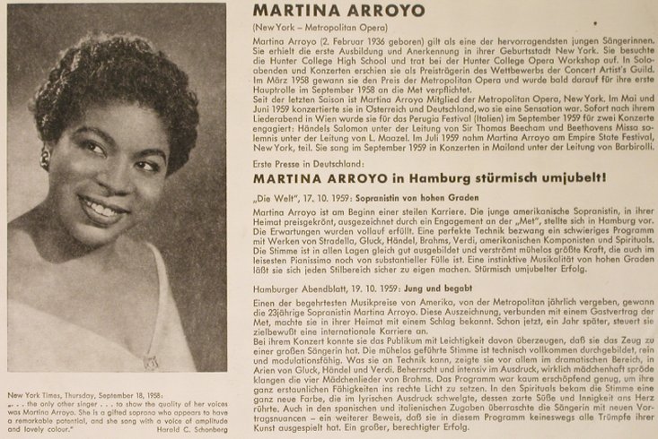 Arroyo,Martina: Ein Liederabend mit, vg+/vg+, Opera (3229), D Typ: 10" Best.-Nr.: L3675 Preis: 5,00 Euro