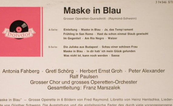 Raymond,Fred / Schwenn: Maske in Blau-Operetten-Quers., Polydor, DSC(J 74 546 Stereo), D, 1963 - 10inch - L3678 - 5,00 Euro