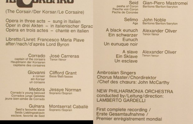 Verdi,Giuseppe: Il Corsaro, Gesammtaufn. Box, Philips(6700 098), NL, 1976 - 2LP - L3697 - 9,00 Euro