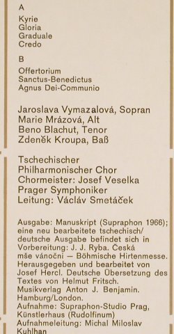 Ryba,Jakub Jan: Tschechische Weihnachtsmesse, SDG (610 902), D Typ: LP Best.-Nr.: L3709 Preis: 5,00 Euro