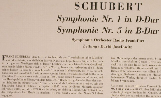 Schubert,Franz: Sinfonie Nr.1 in d-dur, Nr.5, Musical Master (MMS-2138), D Typ: LP Best.-Nr.: L3722 Preis: 5,00 Euro