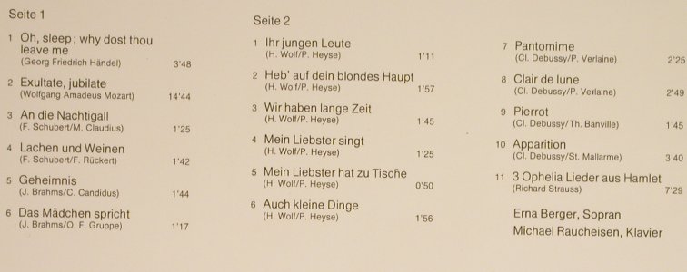 Berger,Erna: Liederabend mit Michael Raucheisen, BASF(10 22317-5), D, 1975 - LP - L3743 - 6,00 Euro