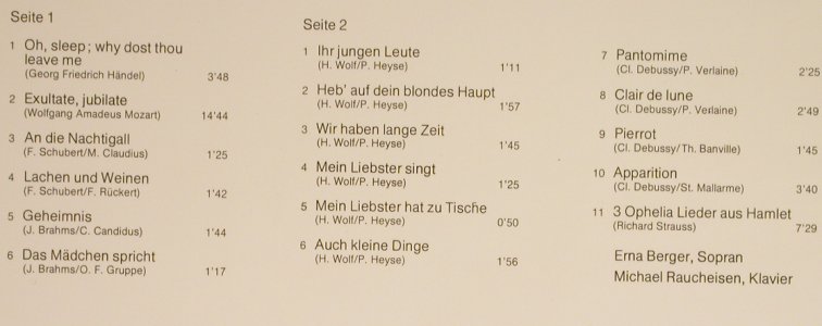 Berger,Erna: Liederabend mit Michael Raucheisen, BASF(10 22317-5), D, 1975 - LP - L3743 - 6,00 Euro