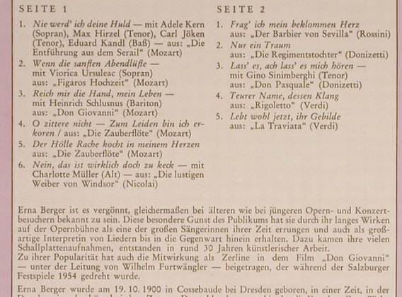 Berger,Erna: Die goldene Serie Berühmte Stimmen, Top Classic/Historia(TC 9061), D,  - LP - L3744 - 5,00 Euro