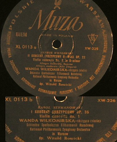 Wieniawski,Henri/Karol Szymanowski: Violin Conc.No.2/ Violin Conc. No.1, Muza,Bad Cond.(XW-225), PL,VG+/vg+,  - LP - L3785 - 5,00 Euro