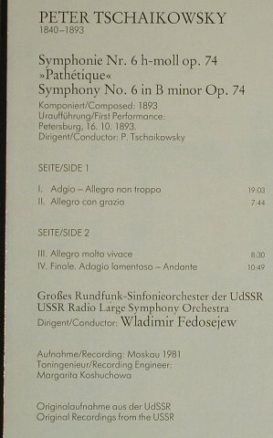 Tschaikowsky,Peter: Sinfonie Nr.6'Pathetique', Eurodisc (204 007-425), D, 1981 Typ: LP Best.-Nr.: L3798 Preis: 5,00 Euro
