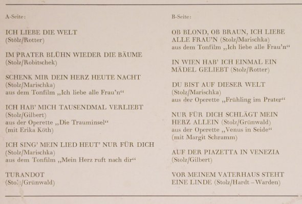 Schock,Rudolf & Robert Stolz: Ich liebe die Welt, m-/vg+, Mercato (77 983), D Typ: LP Best.-Nr.: L3844 Preis: 5,00 Euro