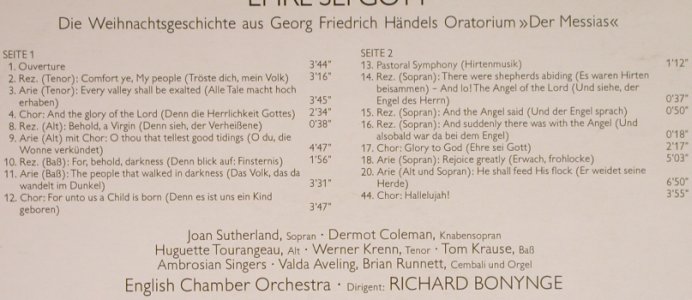 Händel,Georg Friedrich: Ehre Sei Gott, Wehnachtsges.Messias, Decca Aspekte (6.42239 AH), D, 1977 Typ: LP Best.-Nr.: L3858 Preis: 4,00 Euro