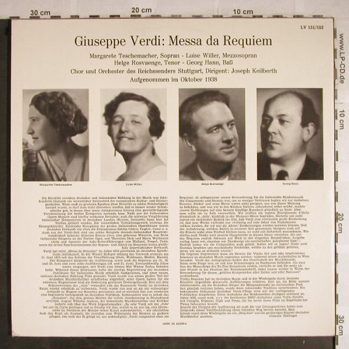 Verdi,Giuseppe: Messa Da Requiem,Foc,rec. 1938., LV (LV 151/152), A Typ: 2LP Best.-Nr.: L3878 Preis: 12,50 Euro