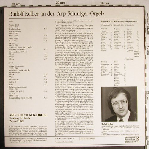 Arp-Schnitger-Orgel HH St.Jacobi: Profil 1985,Rudolf Kelber.15 Tr., Philips (0647 192), D Typ: LP Best.-Nr.: L3897 Preis: 5,00 Euro