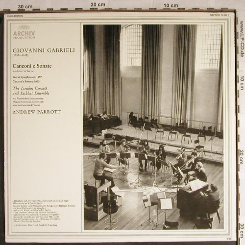 Gabrieli,Giovanni: Canzoni e Sonati 1597-1615,Club-Ed., Archiv (30 422 0), D, 1978 Typ: LP Best.-Nr.: L3903 Preis: 7,50 Euro