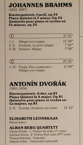 Brahms,Johannes / Dvorak: Klavierquintett op.34/Dumka,op.81, EMI(7 49024 4), D, 1988 - LP - L3928 - 7,50 Euro