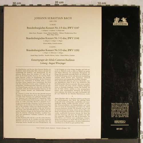 Bach,Johann Sebastian: Brandenburgische Konzerte 2,3,5, Heliodor (89 501), D, 1965 Typ: LP Best.-Nr.: L3948 Preis: 5,00 Euro