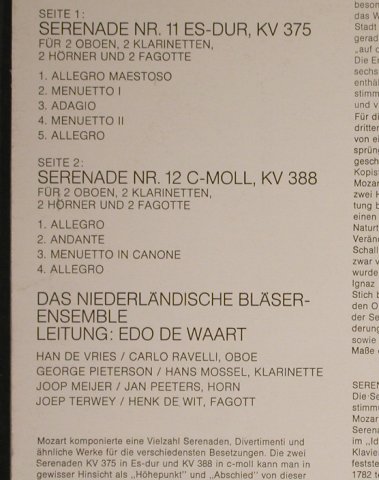 Mozart,Wolfgang Amadeus: Serenaden es-dur KV 375,c-mKV388, Philips (802 907 LY), NL, 1969 Typ: LP Best.-Nr.: L3949 Preis: 5,00 Euro
