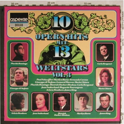 V.A.10 Opernhits mit 13 Weltstars: Vol.3, 10 Tr. Mozart...Wagner, Decca(6.42564 AH), D,  - LP - L3992 - 3,00 Euro
