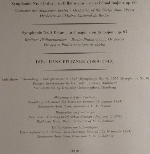 Beethoven,Ludwig van: Sinfonie Nr.4, b-dur,op.60,op 93, D.Gr.(642 015), D, 1969 - LP - L4004 - 17,50 Euro