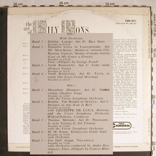 Pons,Lily: The Art of, vg+/vg+, RCA Camden(CDN-1011), UK,  - LP - L4013 - 7,50 Euro