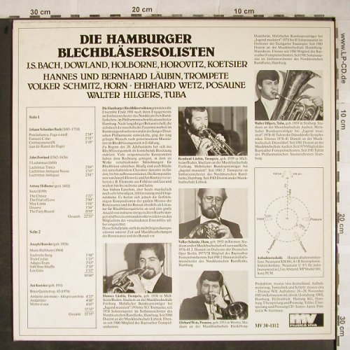 Hamburger Blechbläsersolisten: Bach / Dowland / Holborne / Horovit, MV(MV 30-1112), D, 1984 - LP - L4025 - 5,00 Euro