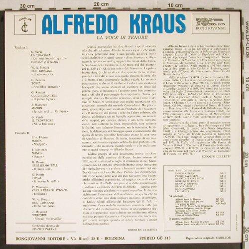 Kraus,Alfredo: La Voce di Tenore, Bongiovanni (GB 513), I Typ: LP Best.-Nr.: L4042 Preis: 12,50 Euro