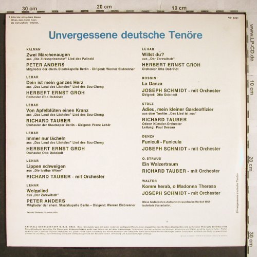 V.A.Unvergessene Deutsche Tenöre: Peter Anders...Josef Schmidt,12 Tr., Volksplatte(VP 6091), D, Mono,  - LP - L4052 - 3,00 Euro