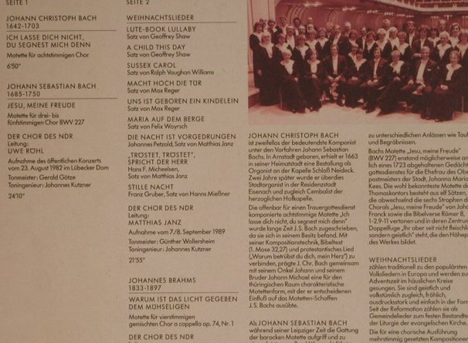 Chor des NDR: Weihnachtslieder, NDR (HM 998-1), D, 1989 Typ: LP Best.-Nr.: L4062 Preis: 9,00 Euro