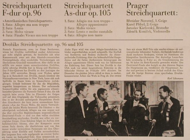 Dvorak,Antonin: Streichquartette F-Dur & As-Dur, Supraphon (104 815), D, 1967 Typ: LP Best.-Nr.: L4075 Preis: 5,00 Euro
