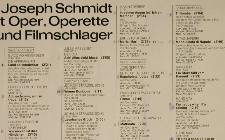 Schmidt,Joseph: Oper,Operette,Canzonen&Films.Vol.2, EMI/Dacapo(), D, m-/vg+,  - 2LP - L4081 - 9,00 Euro