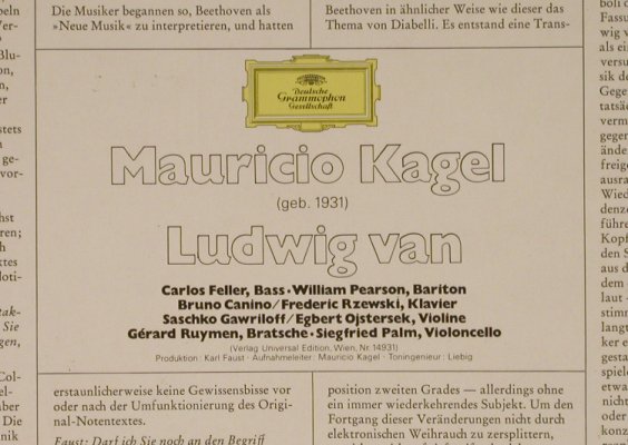Kagel,Mauricio: Ludwig van, D.Gr. (2530 014), D, 1970 Typ: LP Best.-Nr.: L4097 Preis: 20,00 Euro