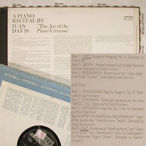 Davis,Ivan: Recital by,Art of the PianoVirtuoso, Decca,Promo-Stol (SXL 6415), UK, 1969 Typ: LP Best.-Nr.: L4116 Preis: 6,00 Euro