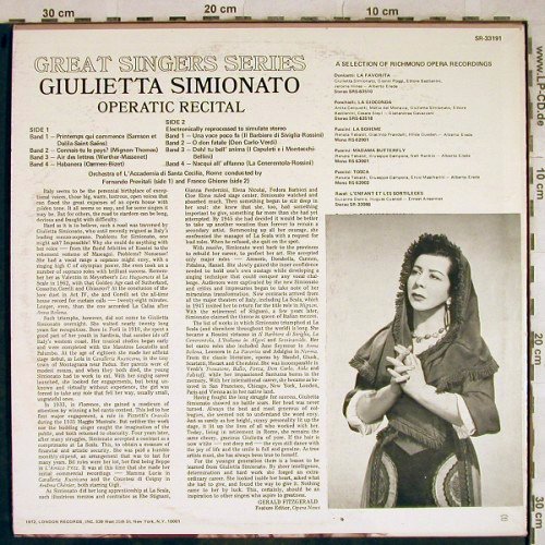 Simionato,Giulietta: Operatic Recital, m-/vg+, Richmond(SR-33191), UK,Ri, 1972 - LP - L4144 - 7,50 Euro