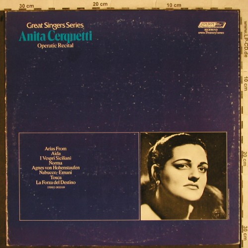 Cerquetti,Anita: Operatic Recital,Great Singers Seri, London ffrr(SR-33189), US, m-/vg+, 1972 - LP - L4148 - 7,50 Euro