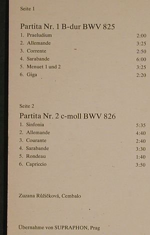 Bach,Johann Sebastian: Partiten Nr.1 b-dur,Nr.2..vg+/vg+, Eterna Edition(8 27 555), DDR,  - LP - L4201 - 4,00 Euro