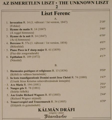 Liszt,Franz: The Unknown - piano pieces 2, Hungaroton(SLPD 12635), H, 1986 - LP - L4212 - 6,00 Euro