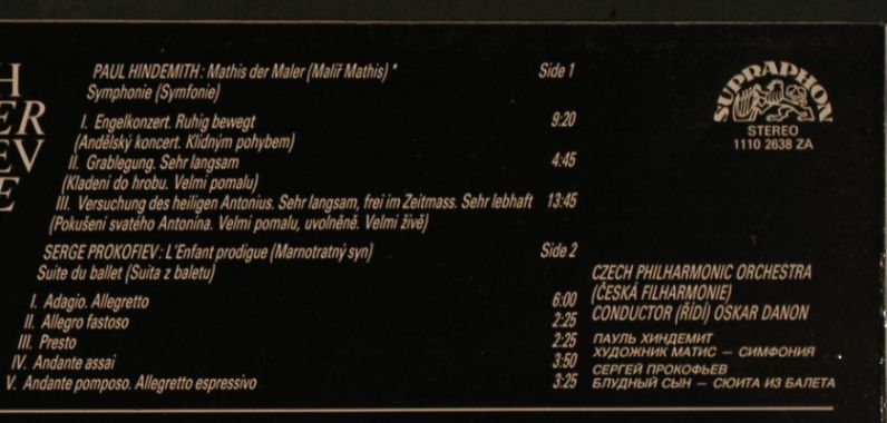 Hindemith,Paul / Prokofiev: Mathis der Maler-Aussch./Ballet Sui, Supraphon (1110 2638 ZA), CZ, 1980 Typ: LP Best.-Nr.: L4224 Preis: 7,50 Euro