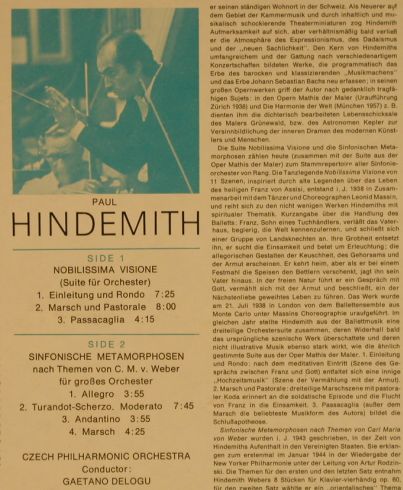 Hindemith,Paul: Nobilissima Visione,Symphonic Metam, Supraphon(4 10 2197), CZ, 1977 - LP - L4225 - 17,50 Euro