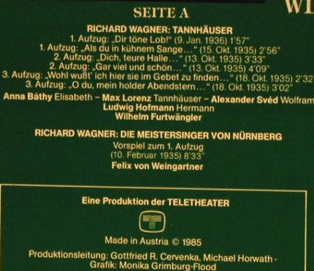 V.A.Wiener Staatsoper 1935: BathyLehmann...Weingarter, Foc, Teldec(6.43333 AG), A,hist rec, 1985 - LP - L4229 - 6,00 Euro