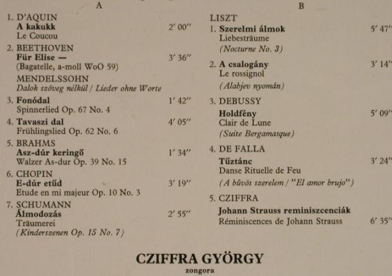 Cziffra,György: Holdfény és Almodozás (1959), EMI/Hungar(LPXL 12628), H, Ri,  - LP - L4238 - 7,50 Euro