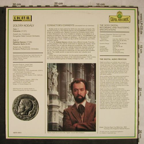Kodaly,Zoltan: Galanta Dances/Concerto Minuetto, Sefel Rec. (SEFD 5013), CDN Typ: LP Best.-Nr.: L4265 Preis: 9,00 Euro