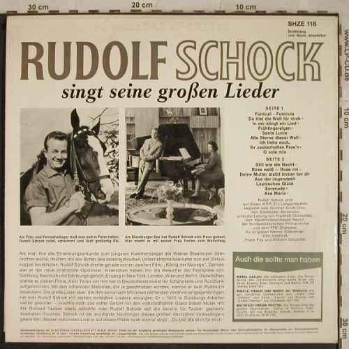 Schock,Rudolf: Singt seine großen Lieder, HörZu/Electrola (SHZE 118), D Typ: LP Best.-Nr.: L4275 Preis: 6,00 Euro
