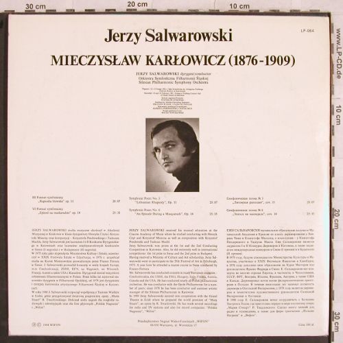 Karlowicz,Mieczyslaw: Poematy Symfoniczne(2), wifon (LP-064), PL, 1984 Typ: LP Best.-Nr.: L4290 Preis: 6,00 Euro