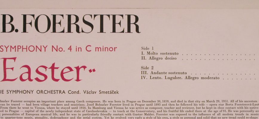 Foerster,Josef Bohuslav: Symphony No.4 c-minor, Supraphon(1 10 0617), CZ,  - LP - L4314 - 7,50 Euro