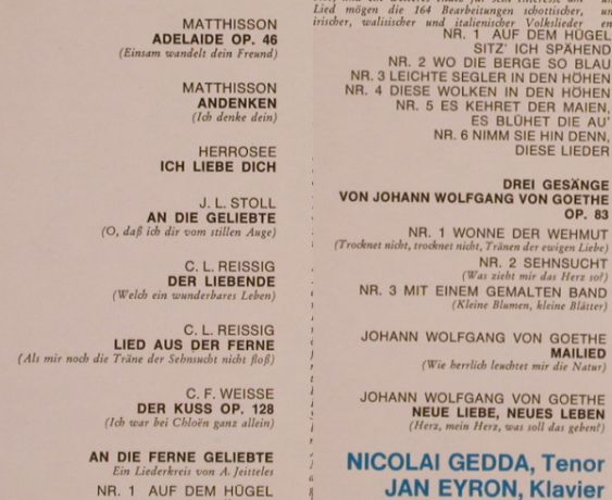 Gedda,Nicolai: Singt Liebeslieder von Beethoven, EMI (C 063-28 520), D Typ: LP Best.-Nr.: L4334 Preis: 6,00 Euro