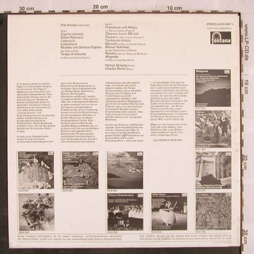 Kreisler,Fritz: Henryk Szeryng spielt,C.Reiner,pian, Fontana (6531 007), D Typ: LP Best.-Nr.: L4349 Preis: 12,50 Euro